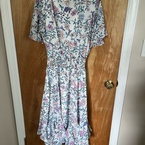 Tahari ASL floral print midi dress - Size 10 - ivory pink